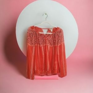 Lucky Brand Paisley Sheer Women's Blouse.